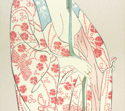 橋口五葉「長襦袢の女」木版画　拡大画像2