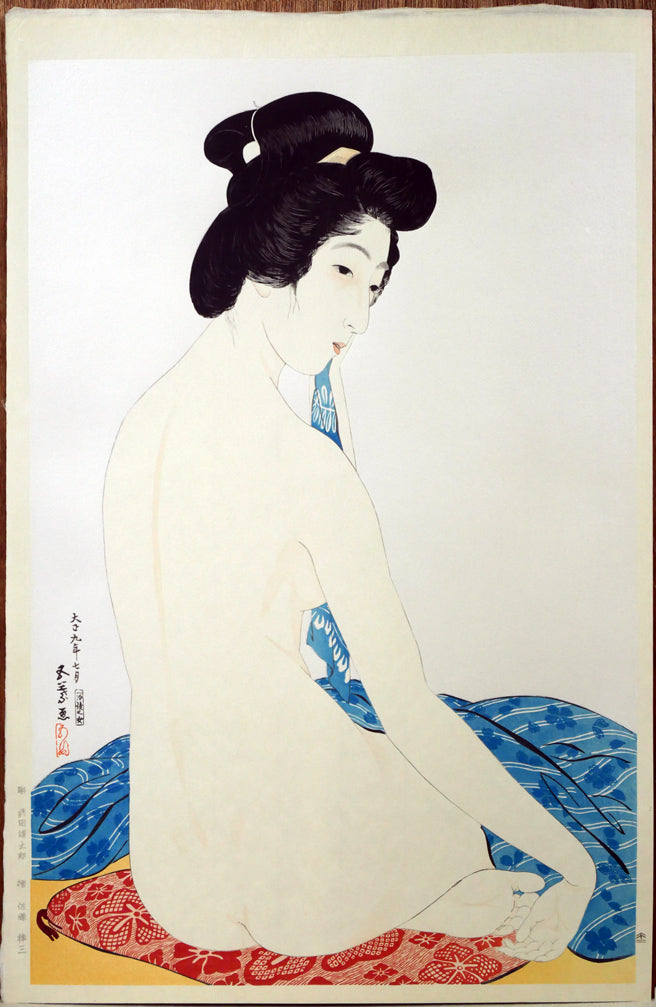 橋口五葉「浴後之女」木版画　作品シート全体画像（表）