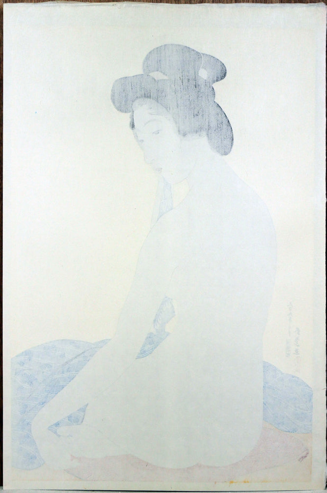 橋口五葉「浴後之女」木版画　作品シート全体画像（裏）