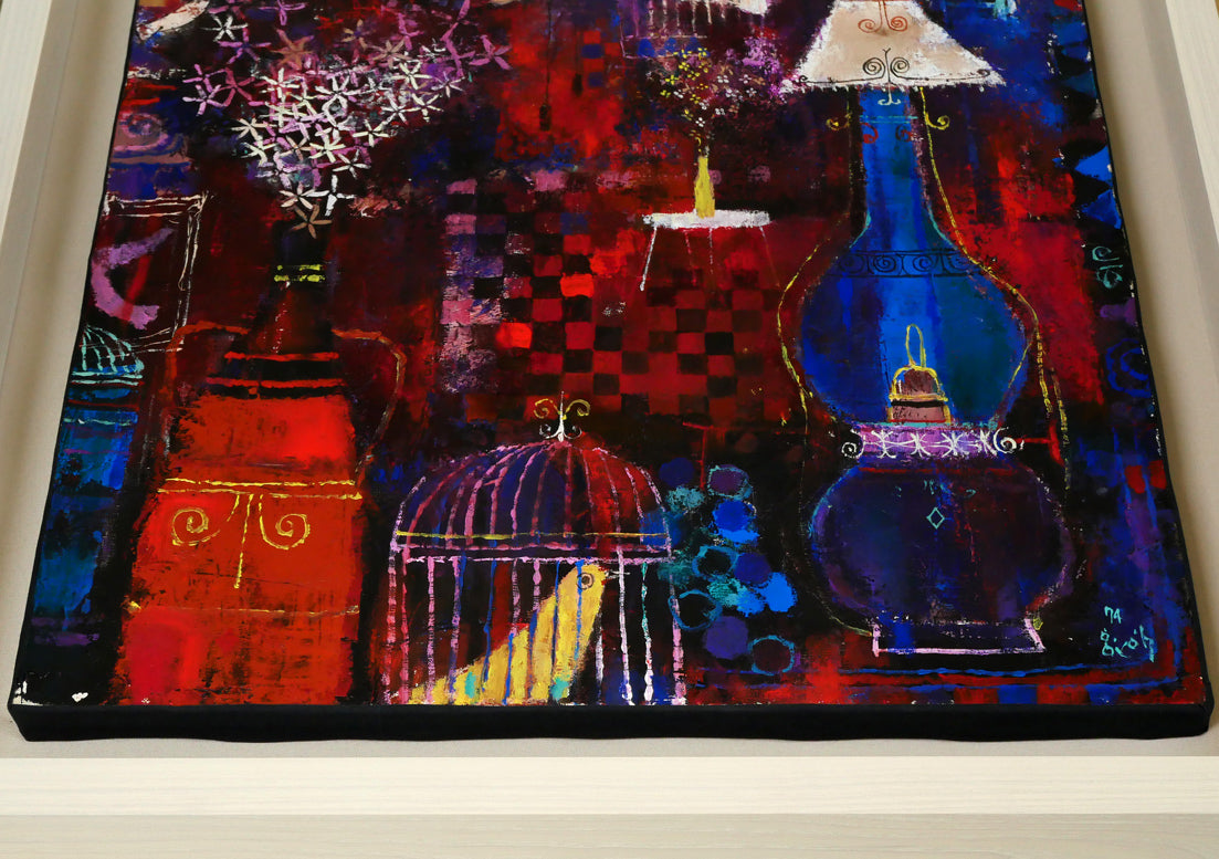 早川義孝「アトリエの中で」油絵・F10号　額装画像2