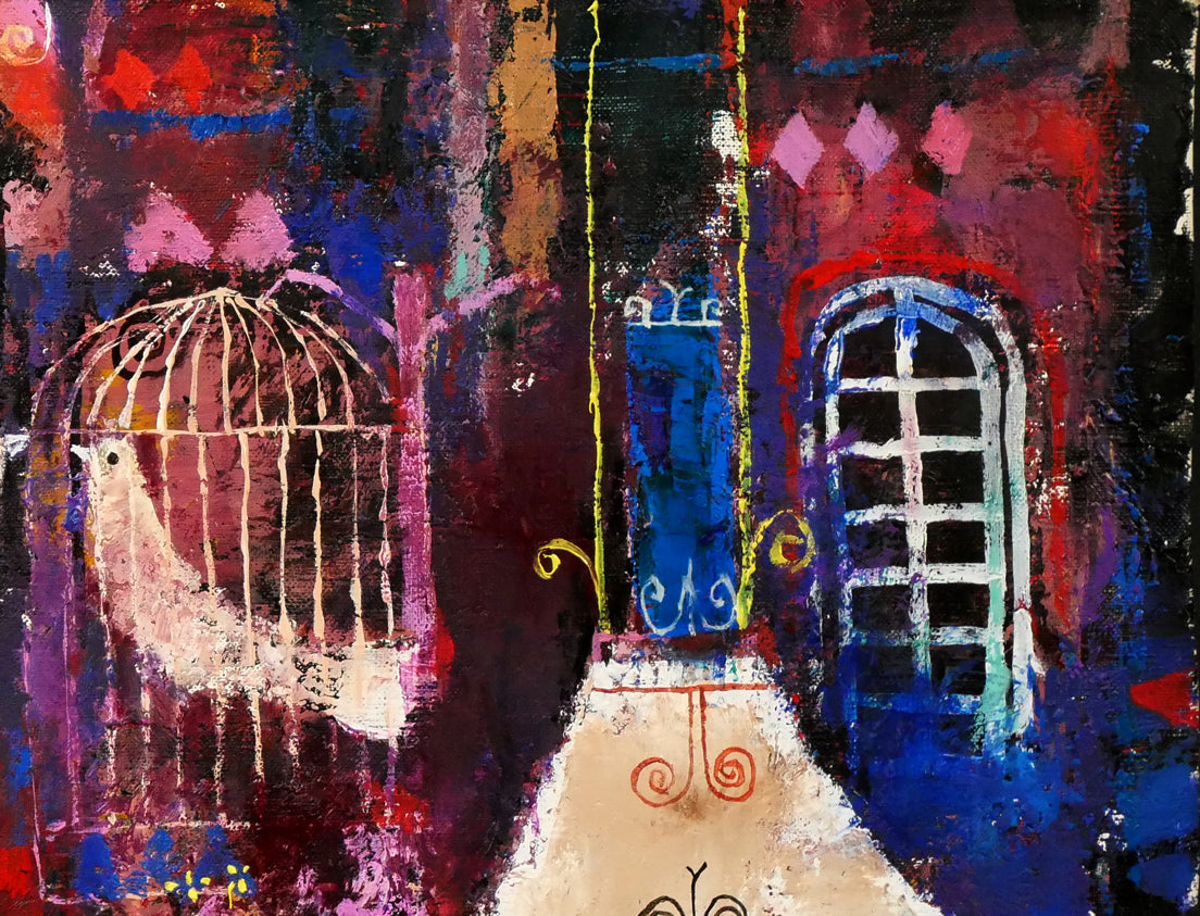 早川義孝「アトリエの中で」油絵・F10号　拡大画像2