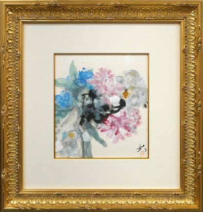 林武「花」墨・ガッシュ・紙