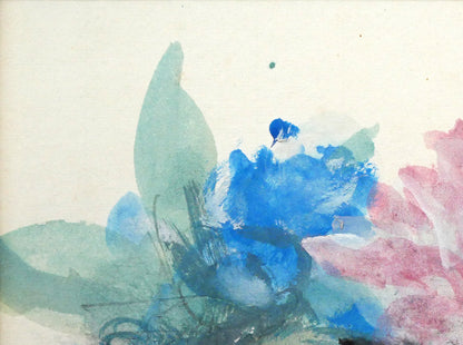林武「花」墨・ガッシュ・紙　拡大画像1