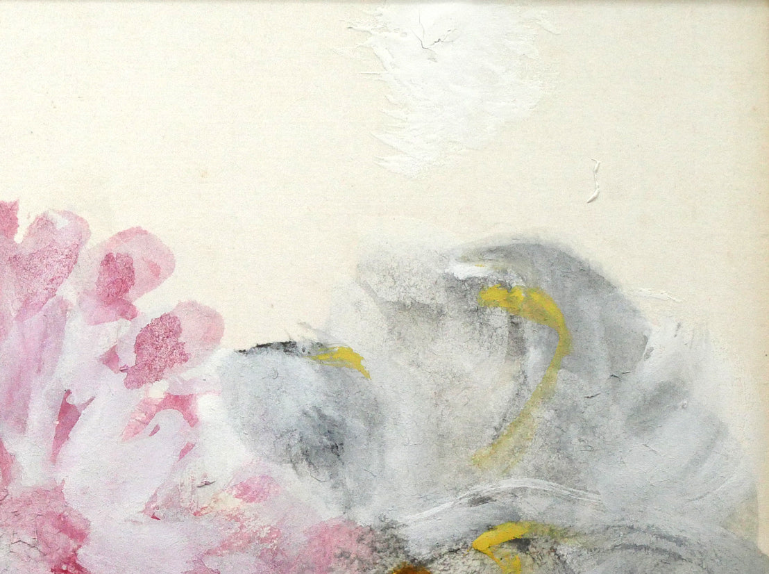 林武「花」墨・ガッシュ・紙　拡大画像2