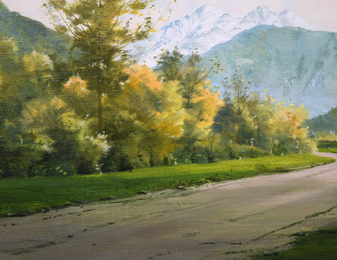 林朝路「スイス風景」油絵・P8号　拡大画像4