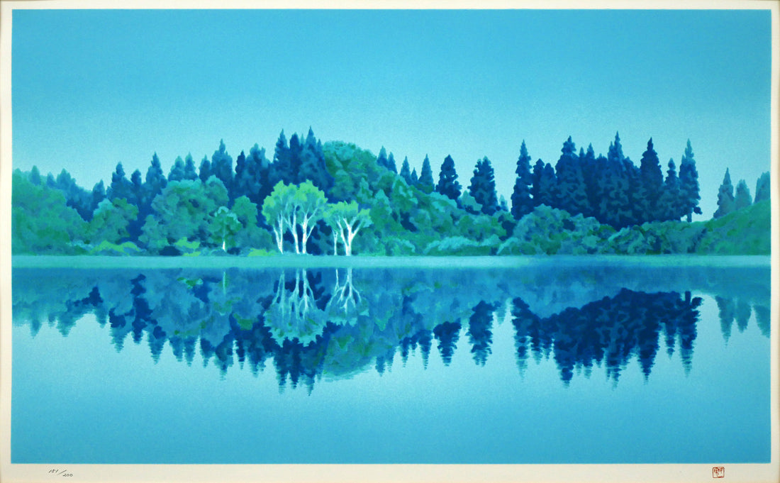 東山魁夷「静映」リトグラフ　作品全体画像