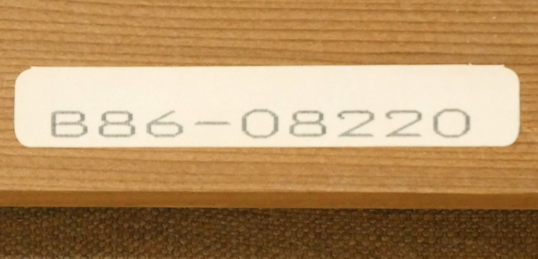 樋口洋「雪の東京駅」油絵・F8号　裏側拡大画像1（「一枚の繪」管理番号シール）