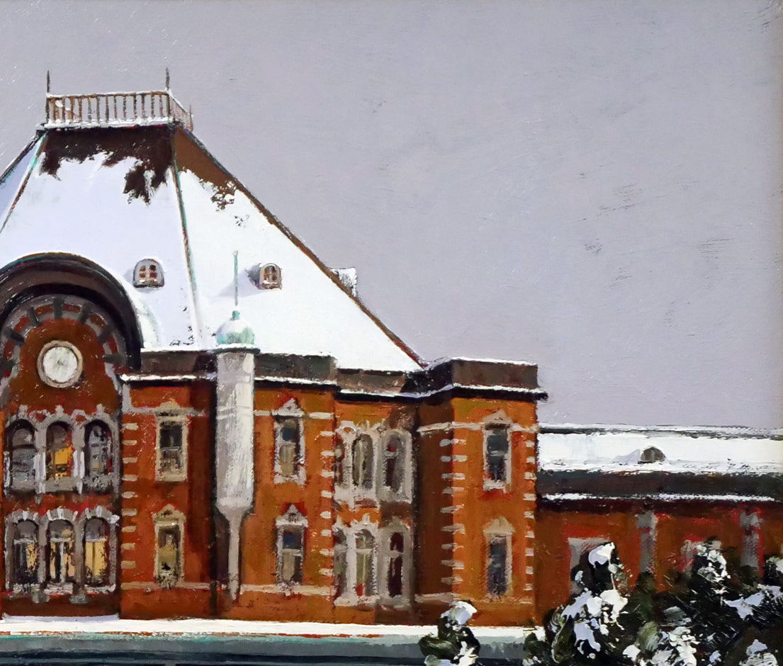 樋口洋「雪の東京駅」油絵・F8号　拡大画像4