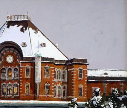 樋口洋「雪の東京駅」油絵・F8号　拡大画像4