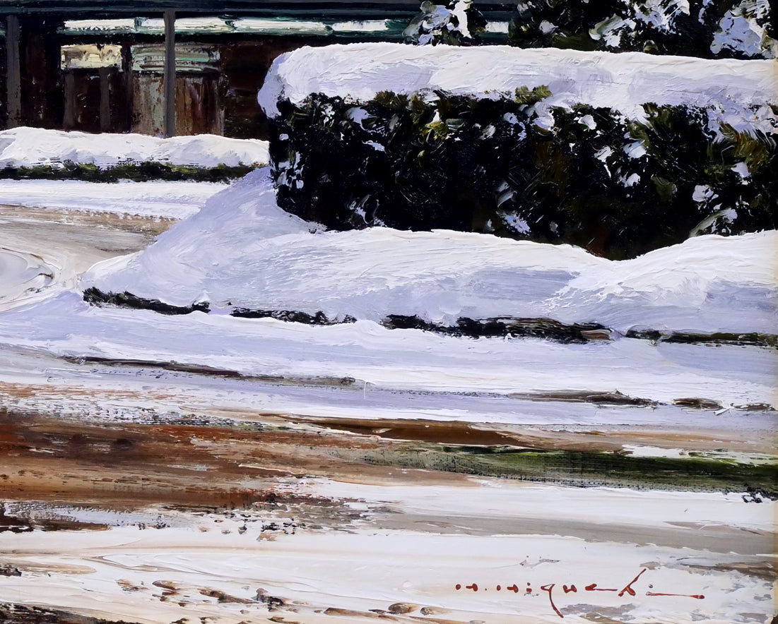 樋口洋「雪の東京駅」油絵・F8号　拡大画像7