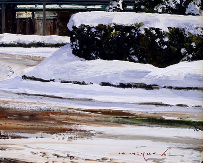 樋口洋「雪の東京駅」油絵・F8号　拡大画像7