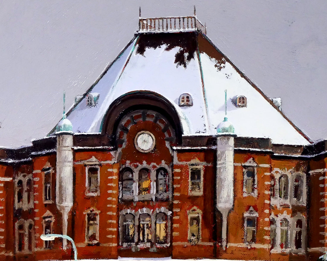 樋口洋「雪の東京駅」油絵・F8号　拡大画像3