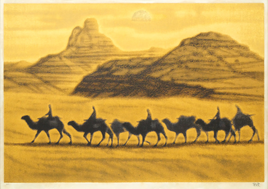 平山郁夫「楼蘭」シルクスクリーン版画　作品全体画像