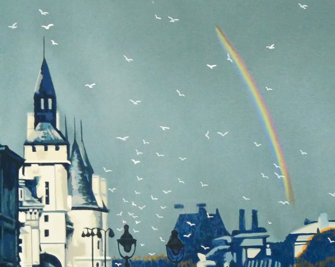 山形博導（ヒロヤマガタ）「キャッツ　オン　セーヌ（リマーク版）」シルクスクリーン版画　拡大画像5