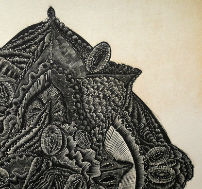日和崎尊夫「脚」木口木版画　拡大画像2