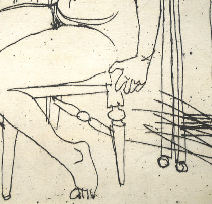 本田明二「アトリエのモデル」銅版画　拡大画像3