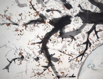 本間莞彩「梅の図」墨彩画・8号　拡大画像5