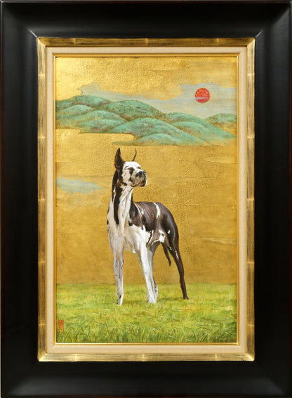 堀井聰「爽籟（グレートデーン）」油絵・板・M10号