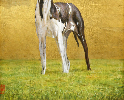 堀井聰「爽籟（グレートデーン）」油絵・板・M10号　拡大画像2