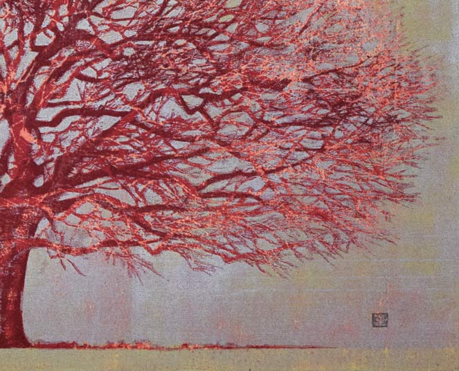 星襄一「赤い木」木版画　拡大画像7