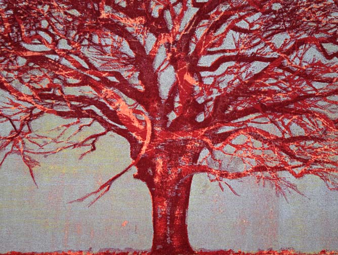 激安直営店 油絵 モノクロームからの赤い木 絵画 - compostelaphoto 