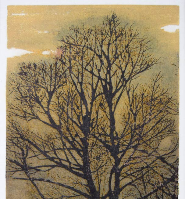 星襄一「夕」木版画　拡大画像1
