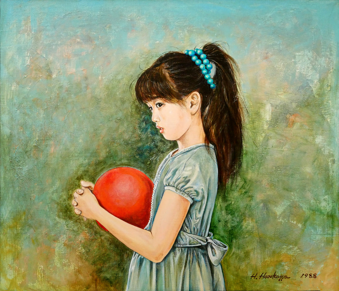 細川尚「少女「繭」微風」油絵・F10号　作品全体画像