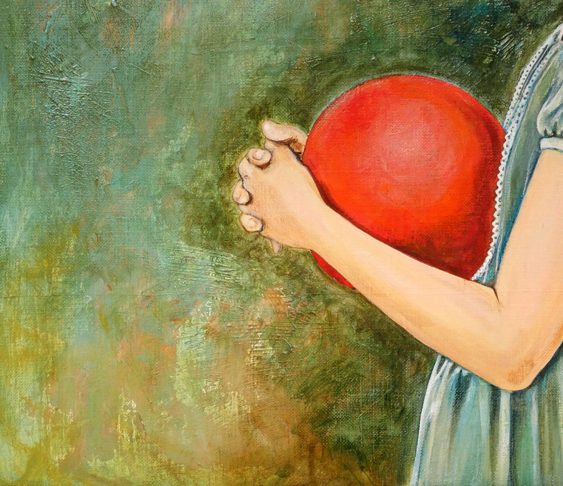 細川尚「少女「繭」微風」油絵・F10号　拡大画像4