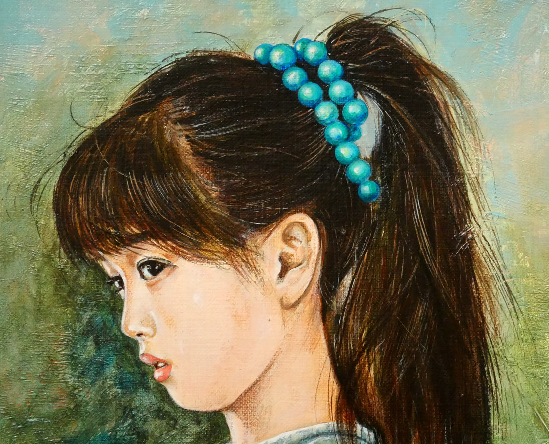 細川尚「少女「繭」微風」油絵・F10号　拡大画像2