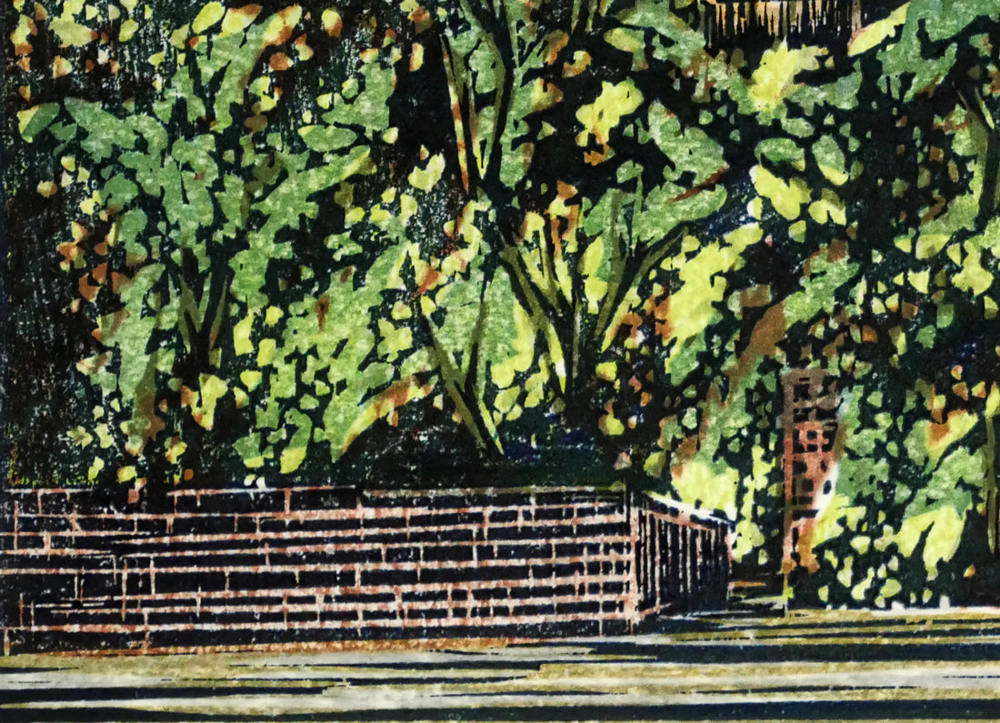 細見浩「司祭館（バンゴー）」木版画　拡大画像3