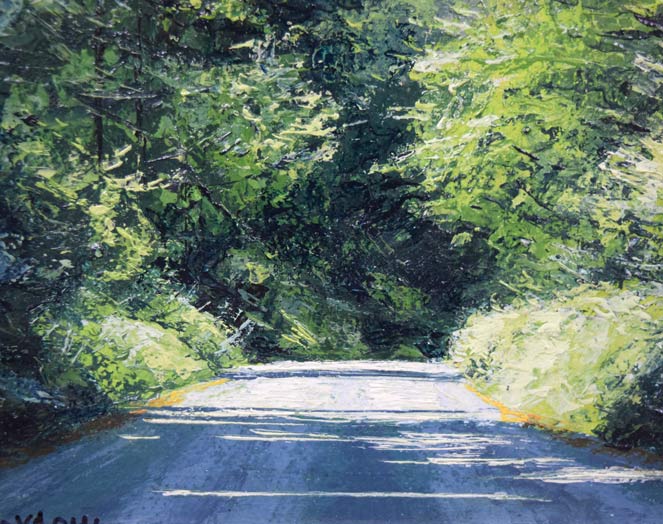 細谷地東太「林道」油絵・SM　拡大画像2
