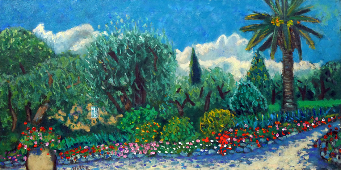 堀田高「花の庭（南仏カーニュにて）」油絵・特寸30号　作品全体画像