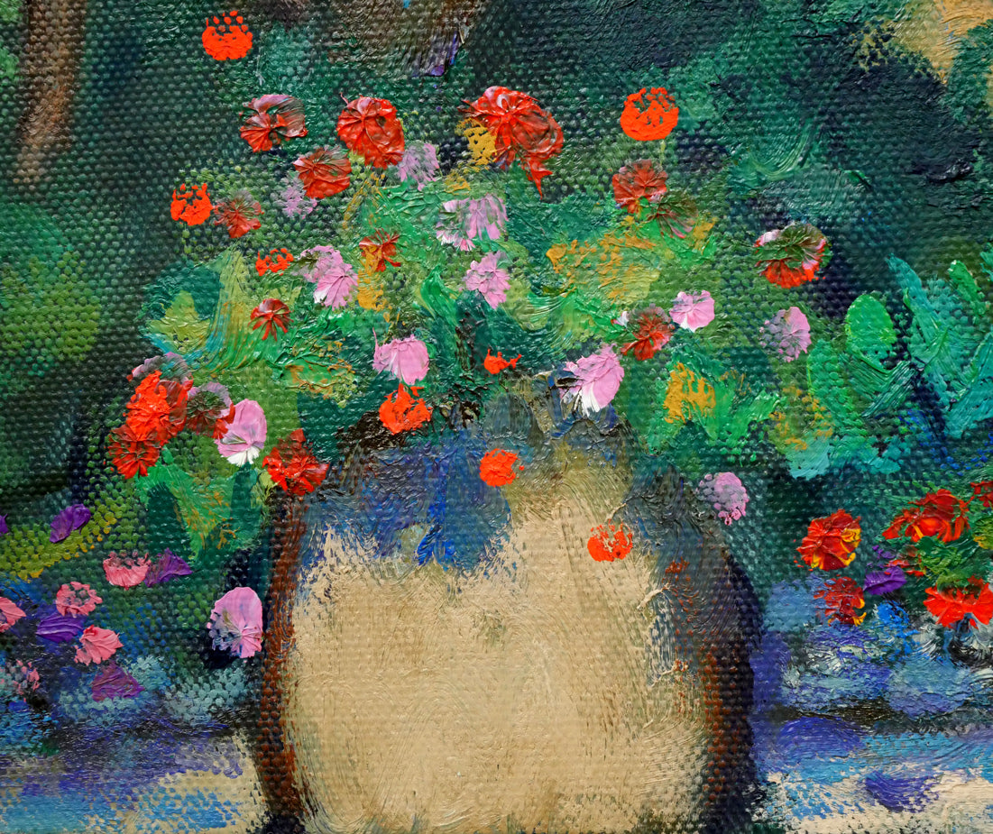 堀田高「花の庭（南仏カーニュにて）」油絵・特寸30号　拡大画像7