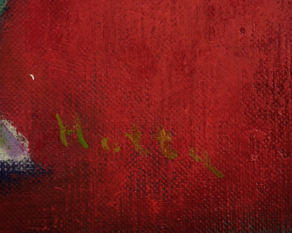 堀田高「夾竹桃（キョウチクトウ）」油絵・F12号　サイン拡大画像