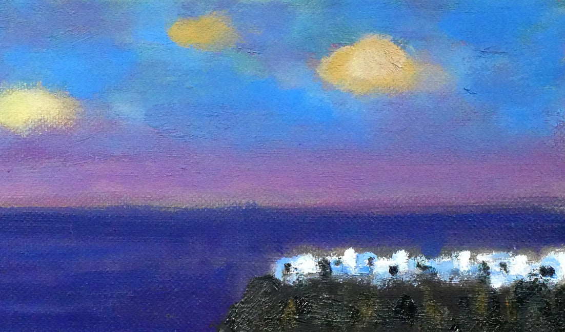 堀田高「白い岬（ギリシャ）」油絵・変形6号　拡大画像2