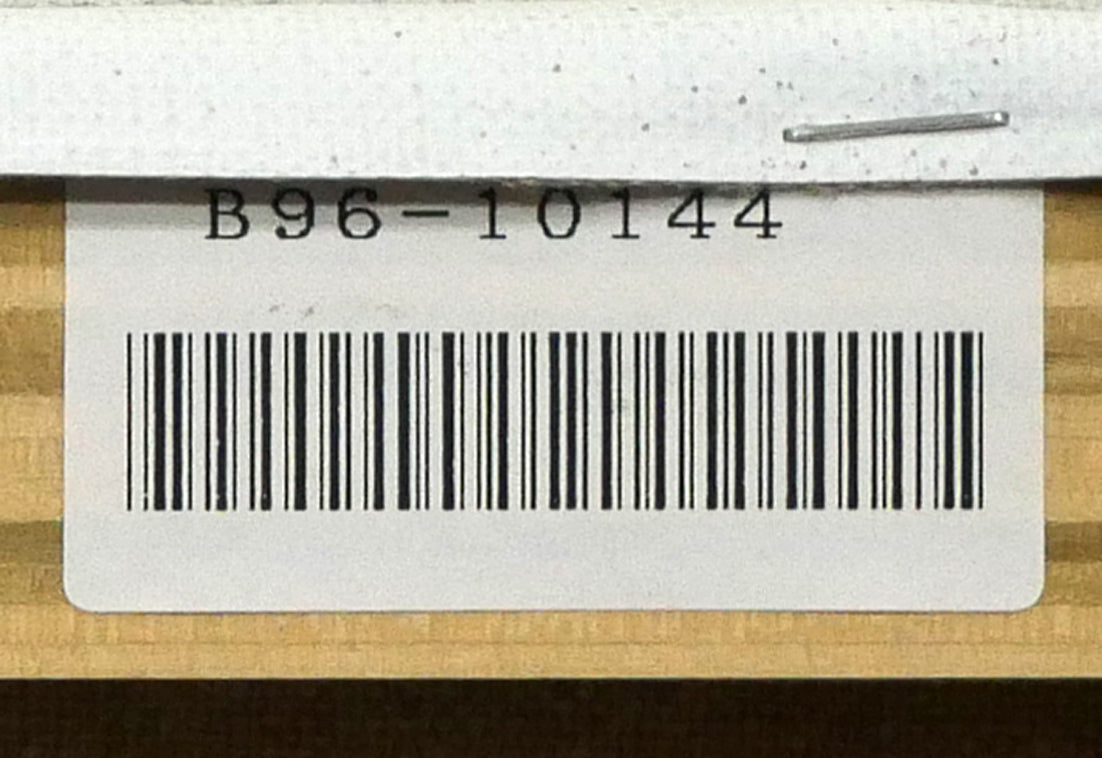 堀田高「白い岬（ギリシャ）」油絵・変形6号　裏側シール拡大画像（「一枚の繪」管理番号）