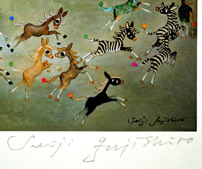 藤城清治「光陰の中の巣立つ子馬たち」レフグラフファイン版画　本人直筆鉛筆サイン