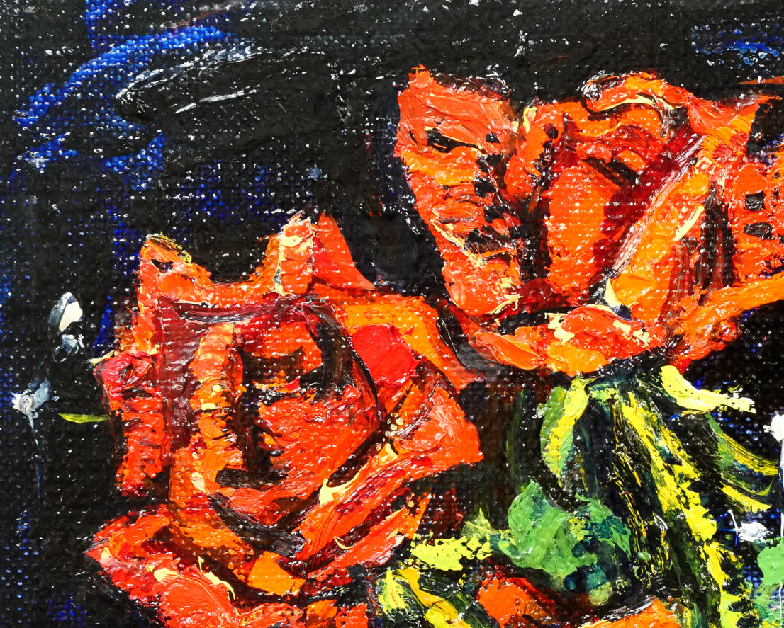 兵藤和男「紅薔薇」油絵・F3号　拡大画像1