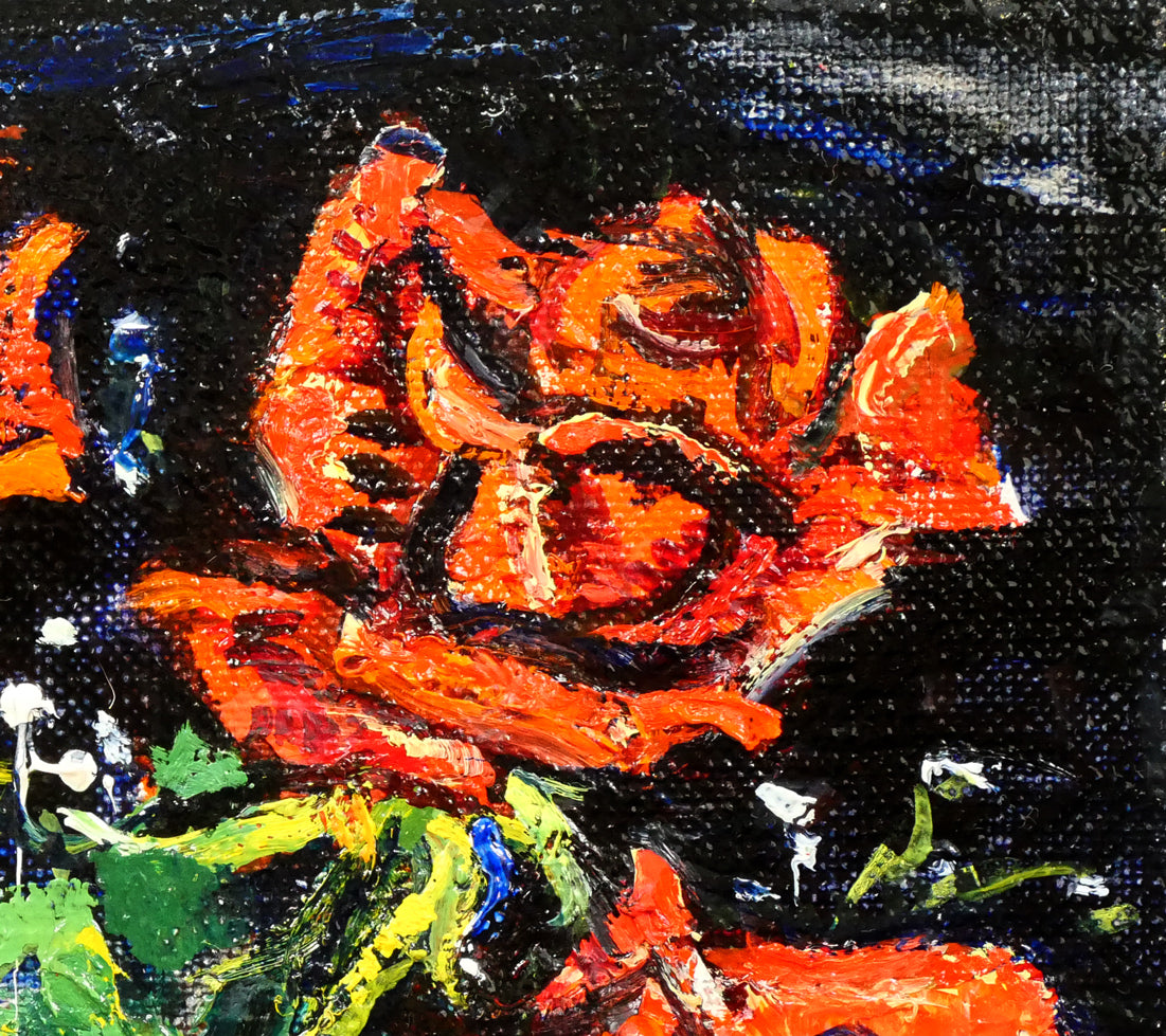 兵藤和男「紅薔薇」油絵・F3号　拡大画像2