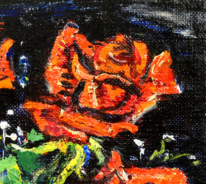 兵藤和男「紅薔薇」油絵・F3号　拡大画像2