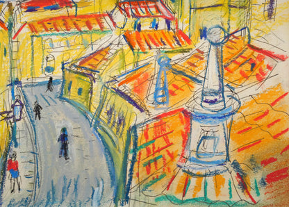 兵藤和男「スペイン・セゴビア風景」パステル画・4号　拡大画像4