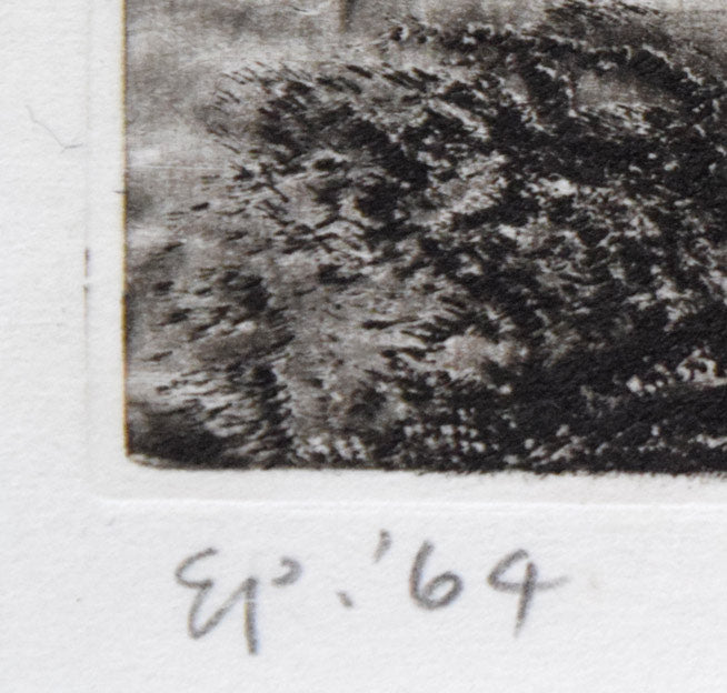 一原有徳「無題1964」銅版画　限定番号（ed,E.P＝作家保存版）、年記（1964年作）