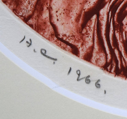 一原有徳「無題（円窓）」銅版画　限定番号（ed,H.C.＝作家保存版）、年記（1966年作）