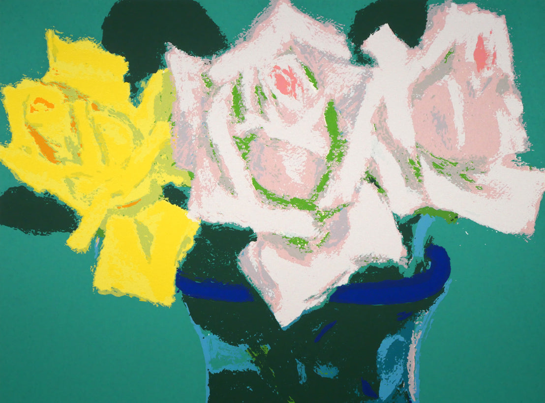 一木万寿三「ばら」シルクスクリーン版画　拡大画像1