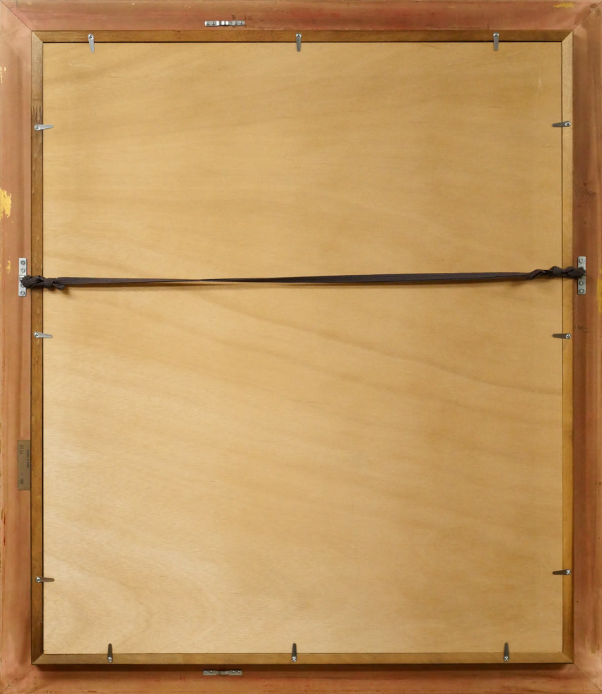 一木万寿三「冬のひまわり」油絵・F20号　額縁裏側画像