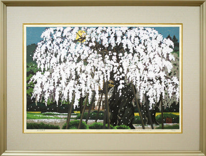 井堂雅夫「桜花春宵」木版画