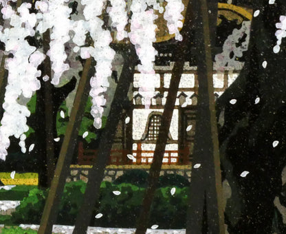 井堂雅夫「桜花春宵」木版画　拡大画像5