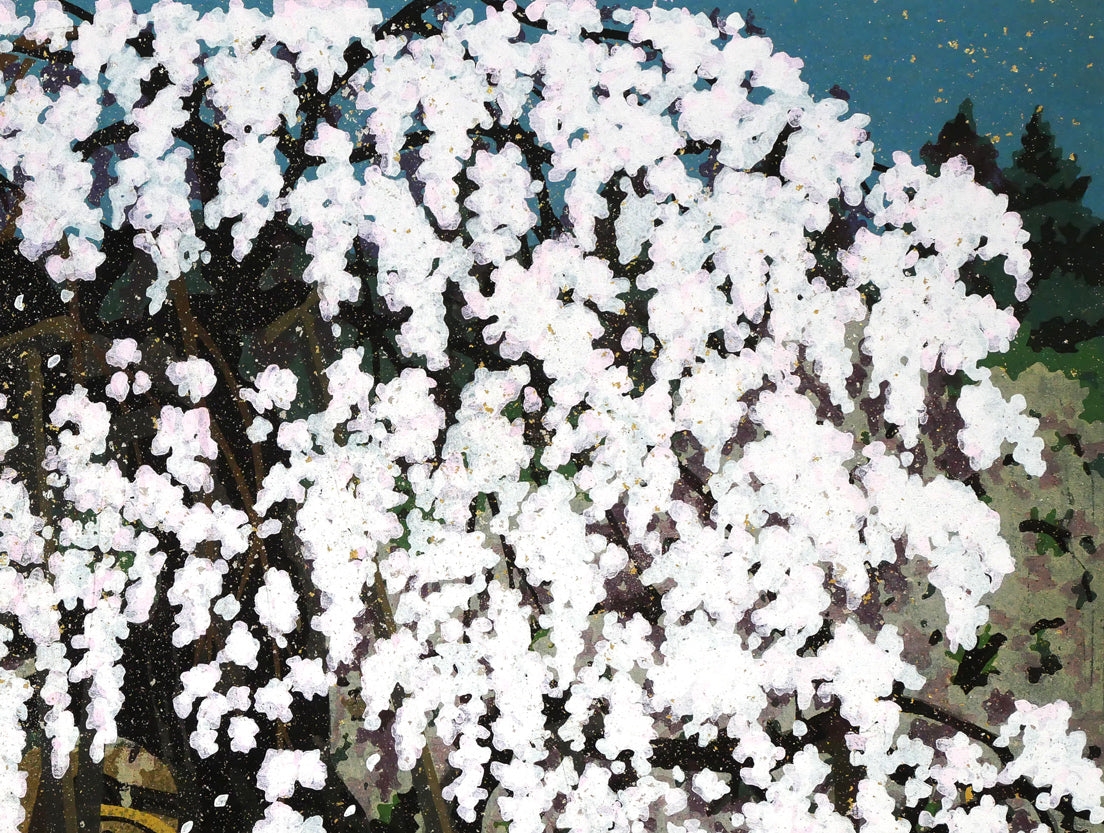 井堂雅夫「桜花春宵」木版画　拡大画像3