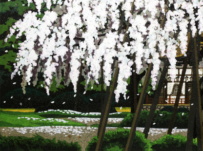 井堂雅夫「桜花春宵」木版画　拡大画像4
