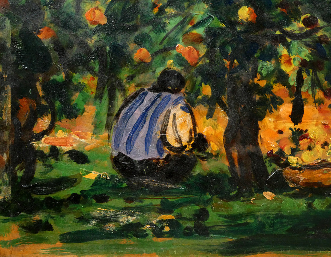 居串佳一「リンゴ園」油絵・変形6号　拡大画像3